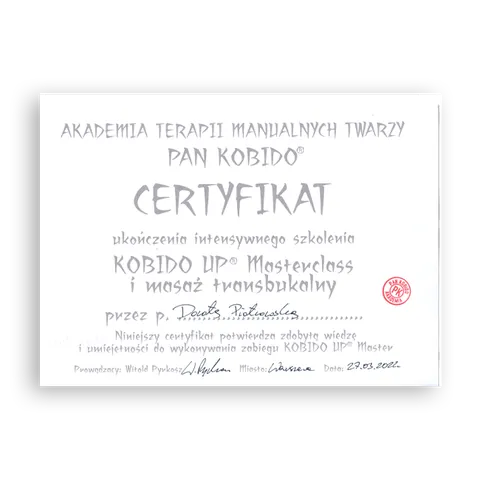 Kobido Up Masterclass i masaż transbukalny, Akademia Terapii Manualnych Twarzy Pan Kobido