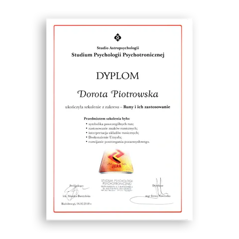Runy i ich zastosowanie, Studium Psychologii Psychotronicznej